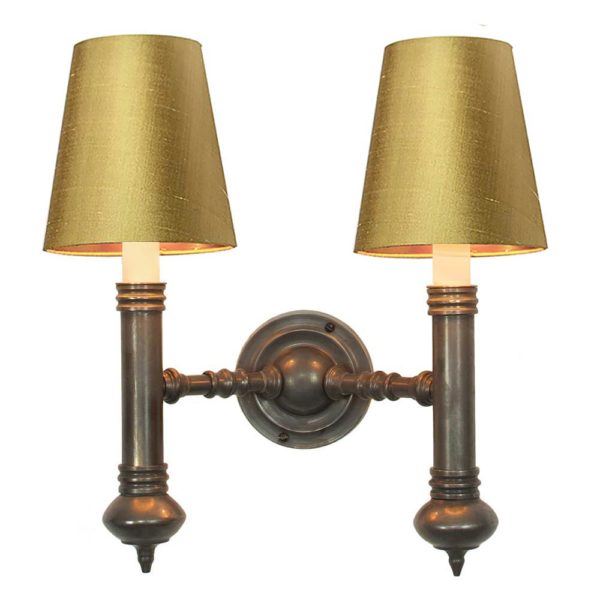 Twin Carlton Wall Light Old Antique Gold With Gold Interior