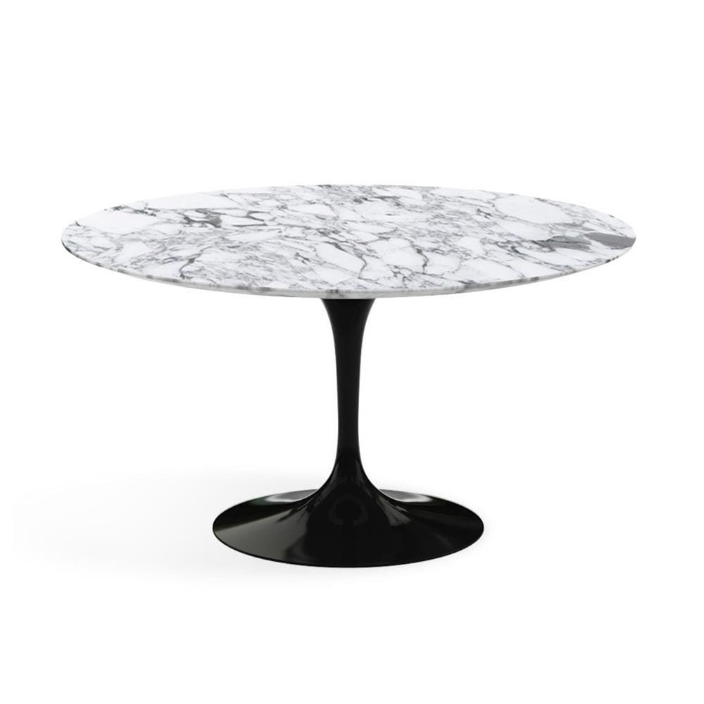 Knoll Saarinen Dining Table Round Marble Xl Black Base Satin Arabescato White Marble Top Designer Furniture From Holloways Of Ludlow