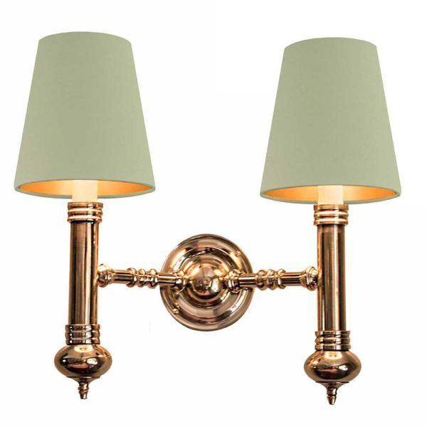 Twin Carlton Wall Light Lacquered Polished Brass Ivory With Gold Interior