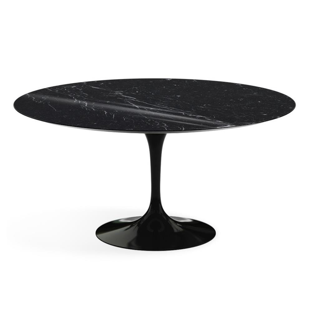 Knoll Saarinen Dining Table Round Marble Xxl Black Base Shiny Nero Marquina Black Marble Top Designer Furniture From Holloways Of Ludlow