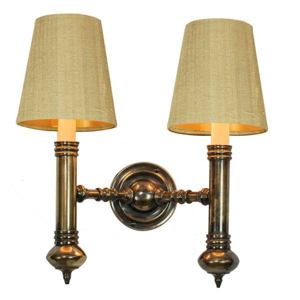 Twin Carlton Wall Light Distressed Gold With Gold Interior