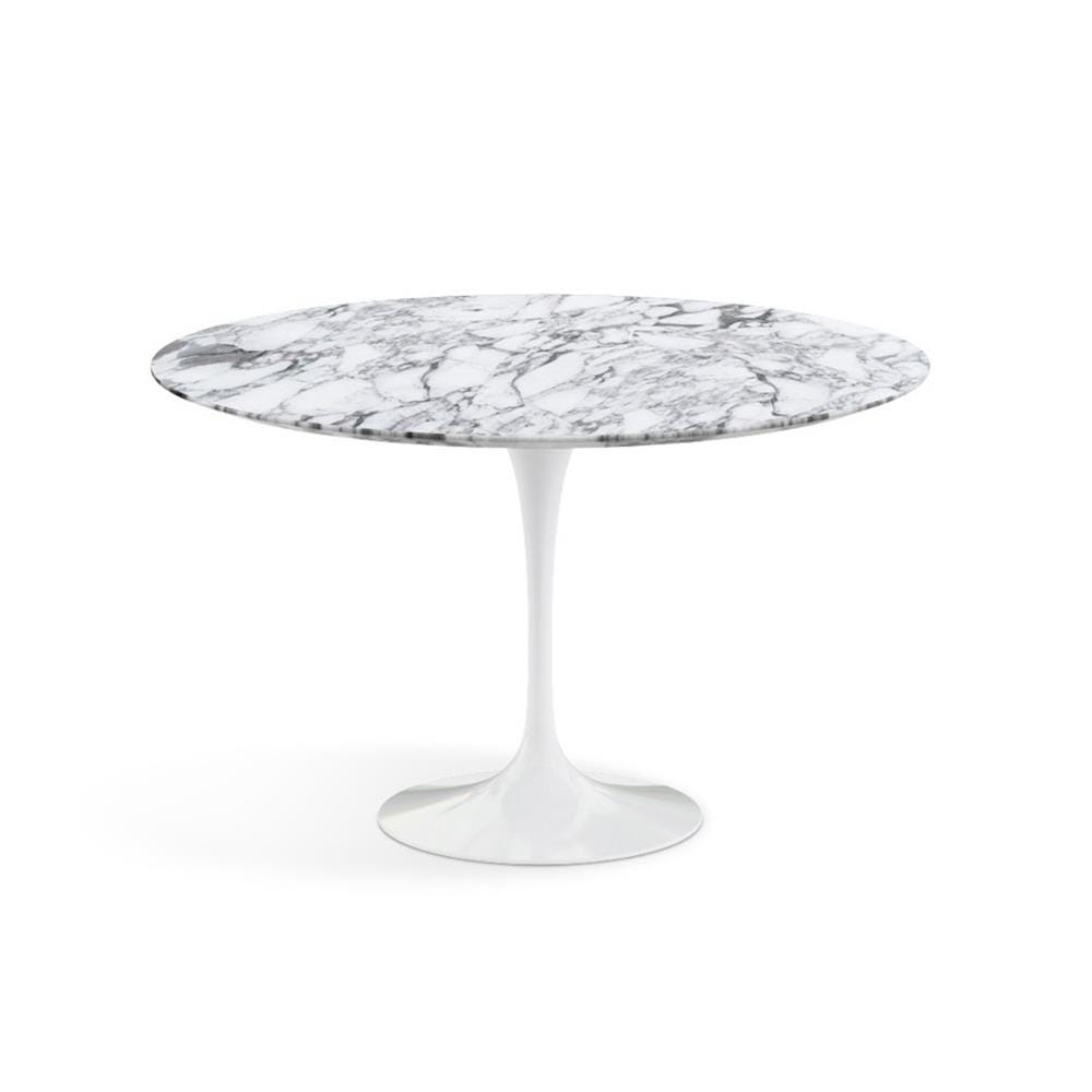 Knoll Saarinen Dining Table Round Marble Large White Base Satin Arabescato White Marble Top Designer Furniture From Holloways Of Ludlow