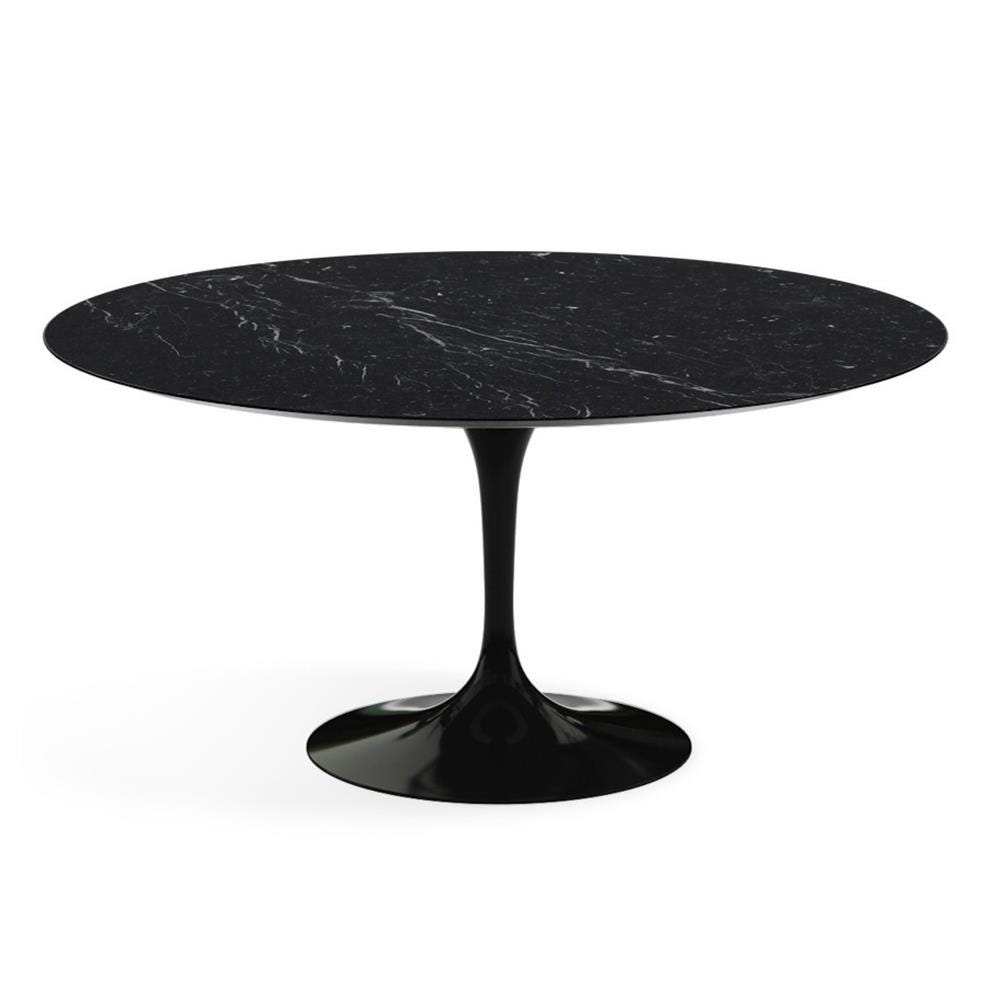 Knoll Saarinen Dining Table Round Marble Xxl Black Base Satin Nero Marquina Black Marble Top Designer Furniture From Holloways Of Ludlow