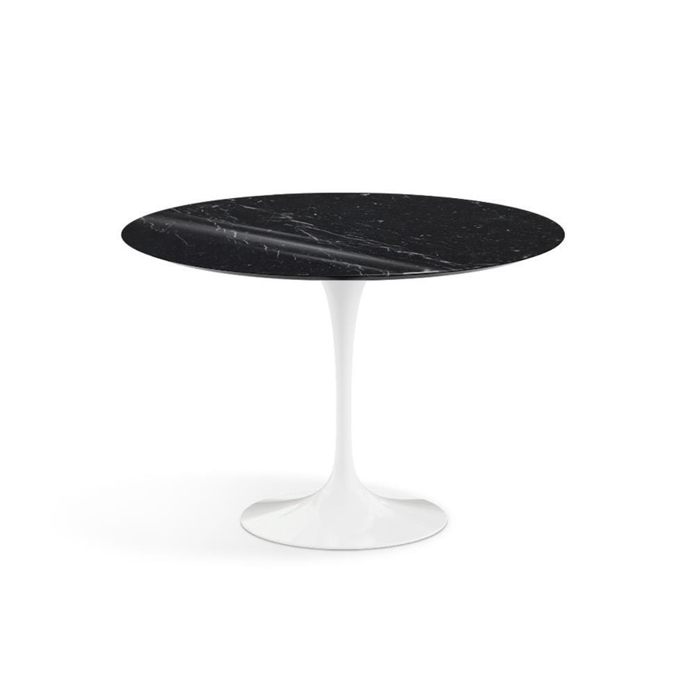 Knoll Saarinen Dining Table Round Marble Medium White Base Shiny Nero Marquina Black Marble Top Designer Furniture From Holloways Of Ludlow