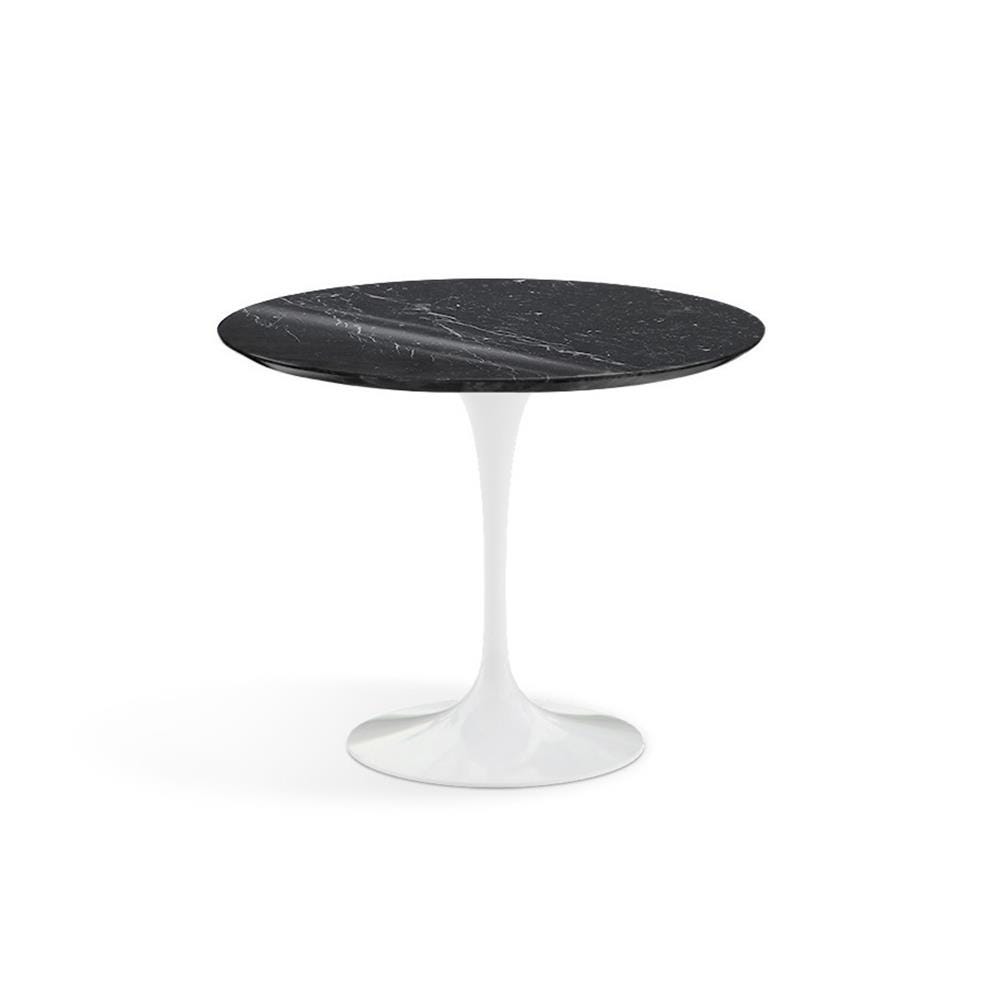 Knoll Saarinen Dining Table Round Marble Small White Base Shiny Nero Marquina Black Marble Top Designer Furniture From Holloways Of Ludlow