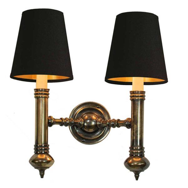 Twin Carlton Wall Light Distressed Black With Gold Interior