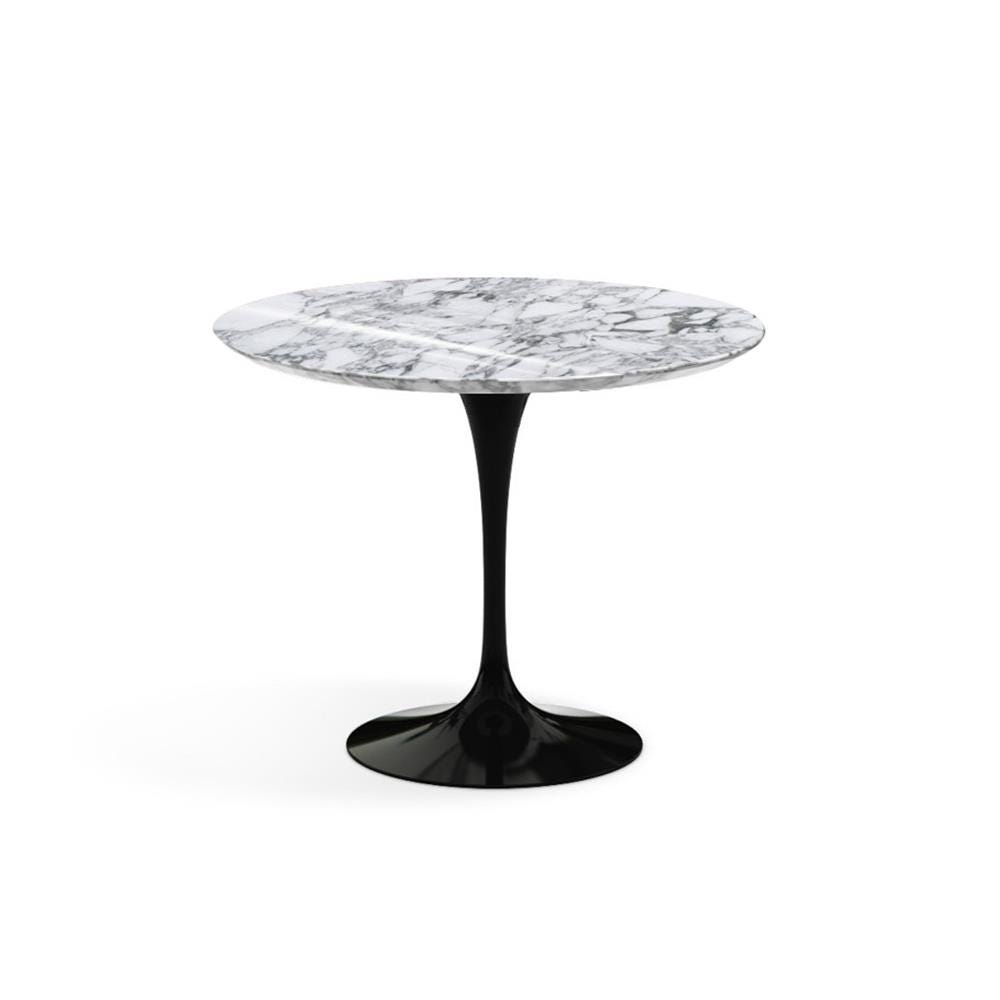 Knoll Saarinen Dining Table Round Marble Small Black Base Shiny Arabescato White Marble Top Designer Furniture From Holloways Of Ludlow