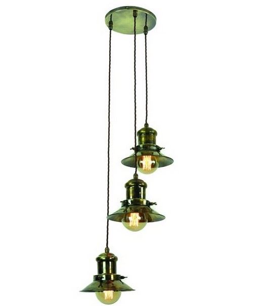 Edison Cluster Pendant Edison 3 Cluster Light Antique Brass