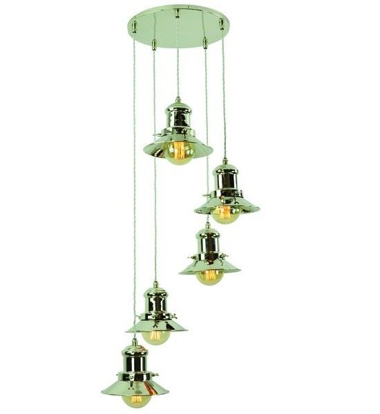 Edison Cluster Pendant Edison 5 Cluster Light Polished Nickel