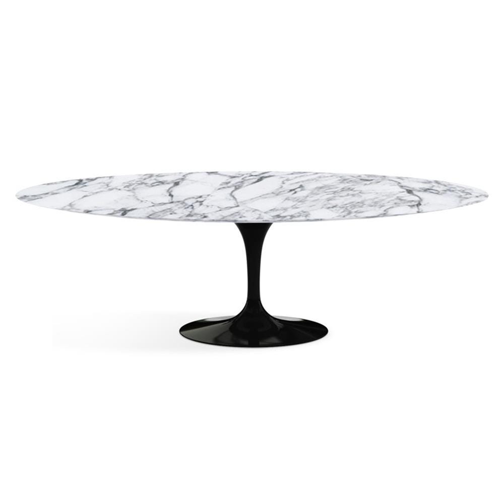 Knoll Saarinen Dining Table Oval Marble Large Black Base Satin Arabescato White Marble Designer Furniture From Holloways Of Ludlow