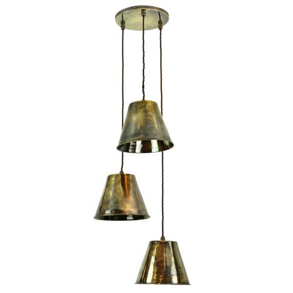 Map Room Cluster Pendant Map Room 3 Cluster Light Antique Brass