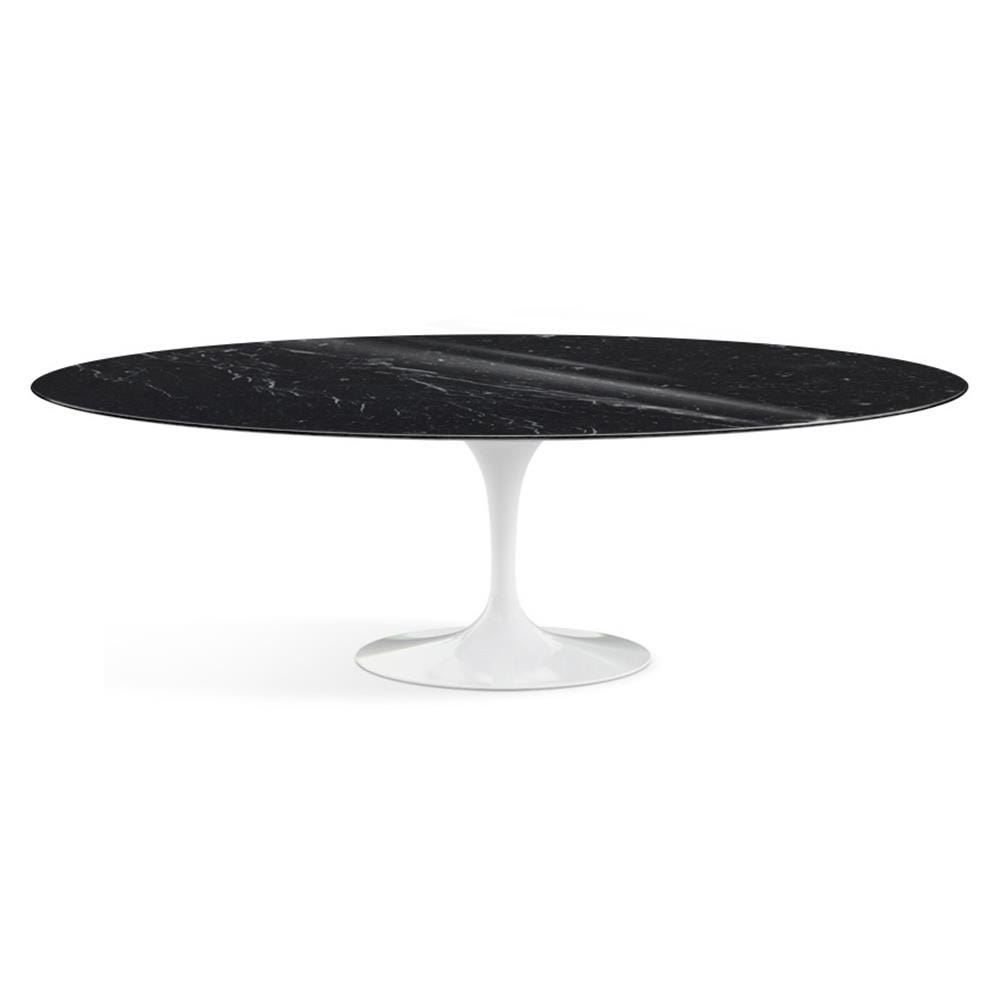 Knoll Saarinen Dining Table Oval Marble Large White Base Shiny Nero Marquina Black Marble Top Designer Furniture From Holloways Of Ludlow