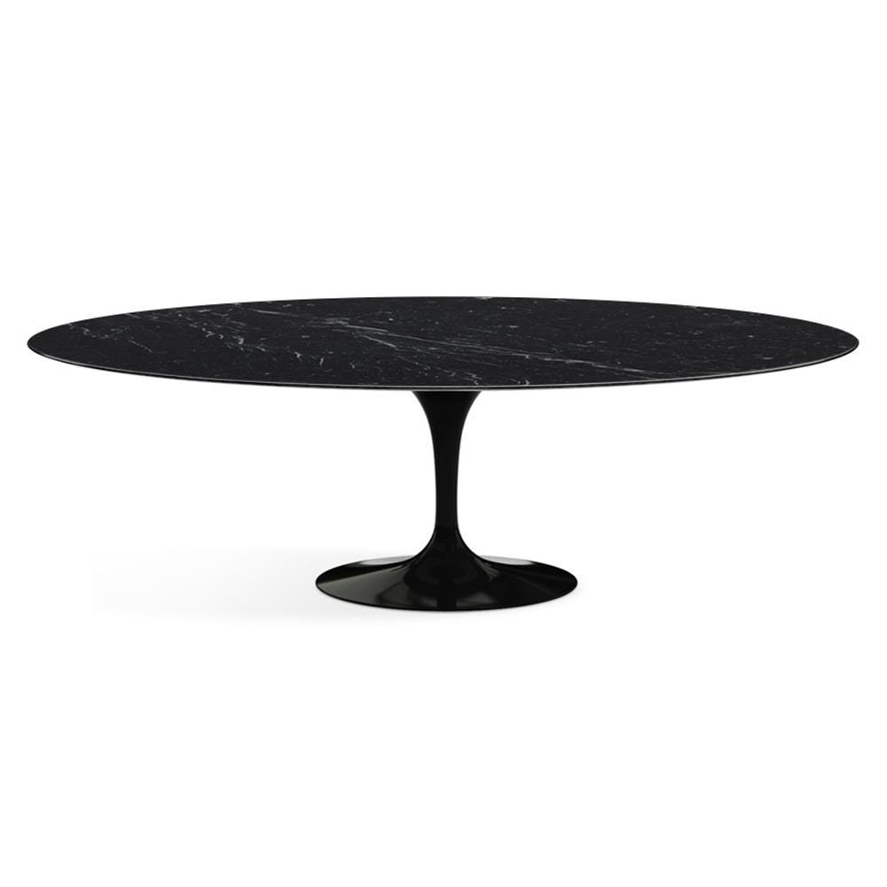 Knoll Saarinen Dining Table Oval Marble Large Black Base Satin Nero Marquina Black Marble Top Designer Furniture From Holloways Of Ludlow