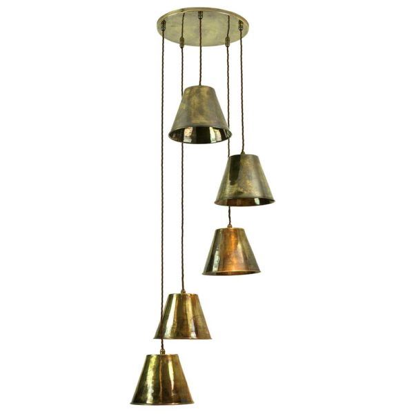 Map Room Cluster Pendant Map Room 5 Cluster Light Antique Brass