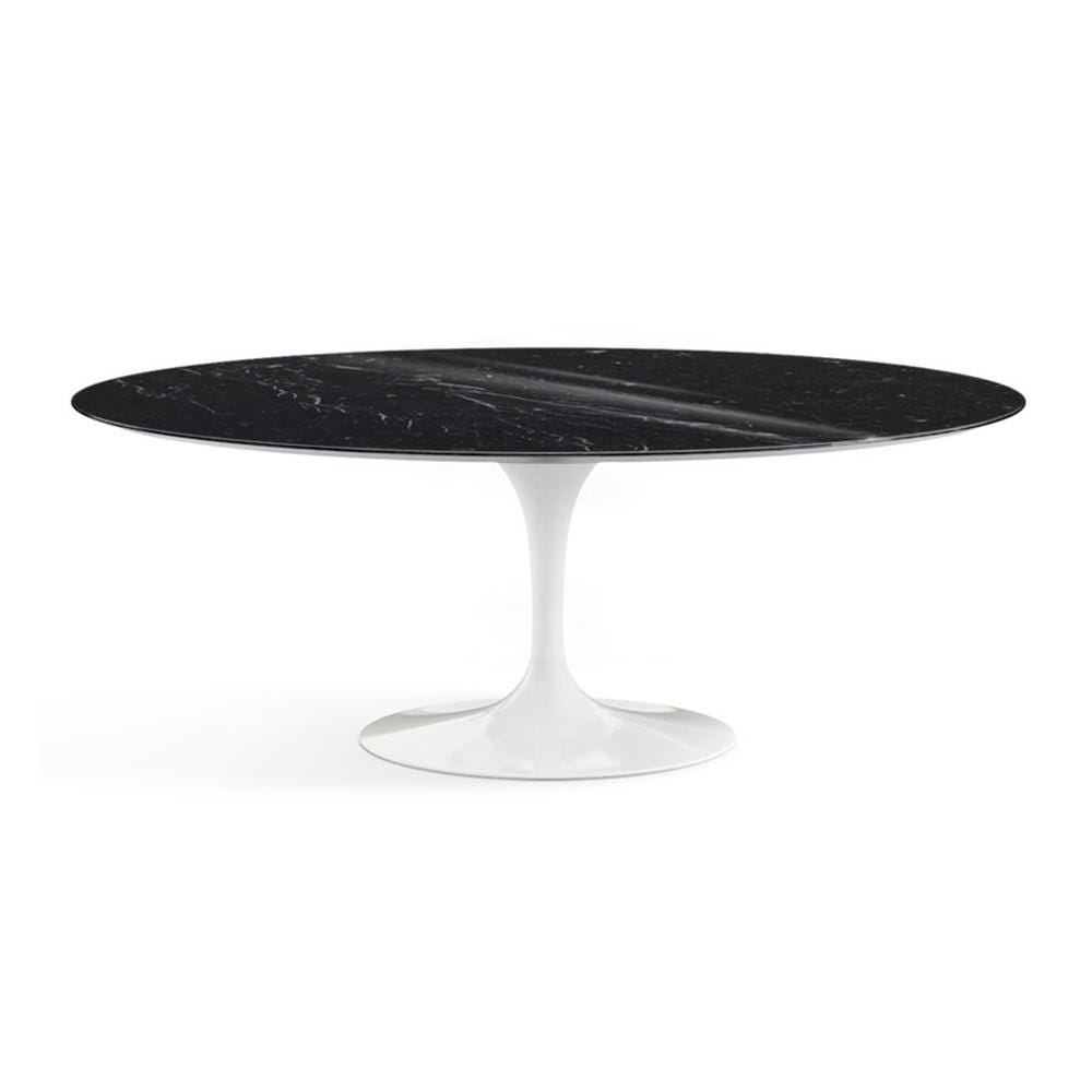 Knoll Saarinen Dining Table Oval Marble Small White Base Shiny Nero Marquina Black Marble Top Designer Furniture From Holloways Of Ludlow