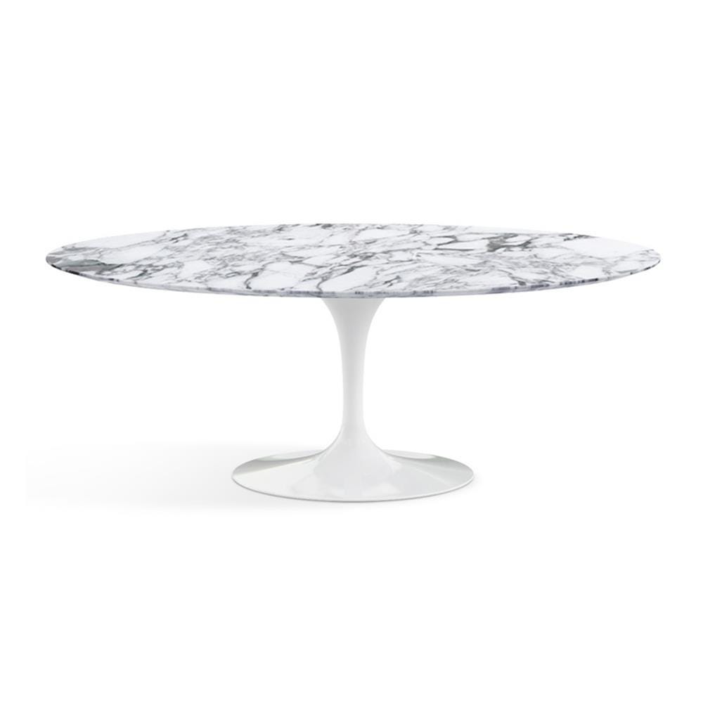 Knoll Saarinen Dining Table Oval Marble Small White Base Satin Arabescato White Marble Designer Furniture From Holloways Of Ludlow