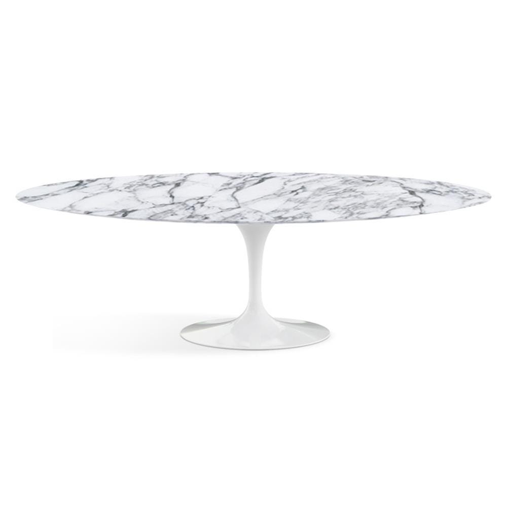 Knoll Saarinen Dining Table Oval Marble Large White Base Satin Arabescato White Marble Designer Furniture From Holloways Of Ludlow