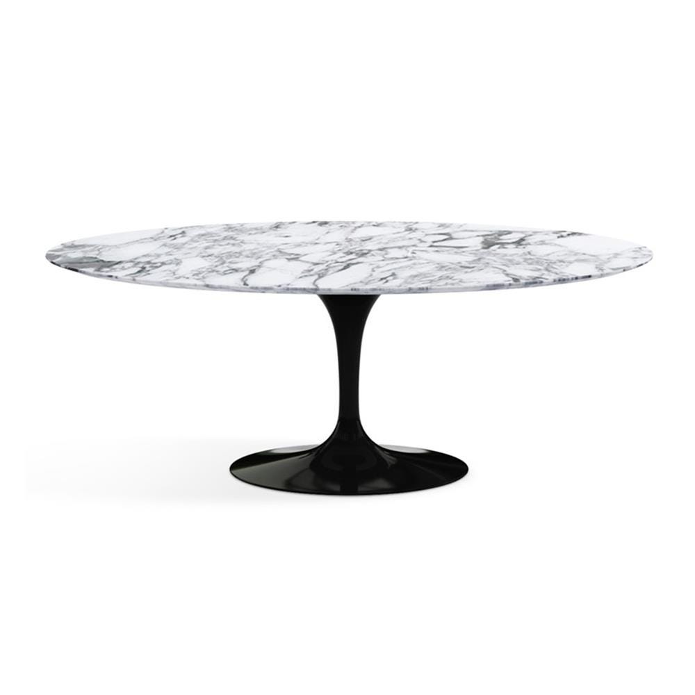 Knoll Saarinen Dining Table Oval Marble Small Black Base Satin Arabescato White Marble Designer Furniture From Holloways Of Ludlow