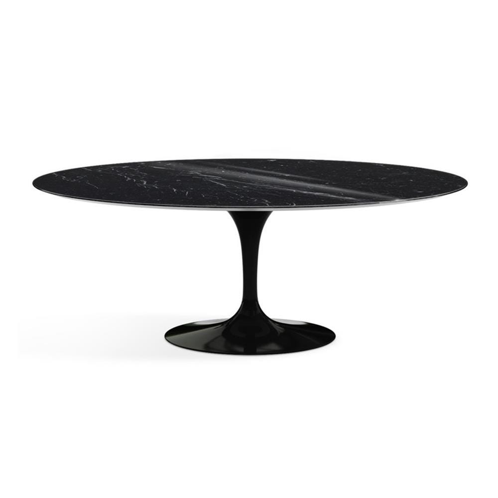 Knoll Saarinen Dining Table Oval Marble Small Black Base Shiny Nero Marquina Black Marble Top Designer Furniture From Holloways Of Ludlow