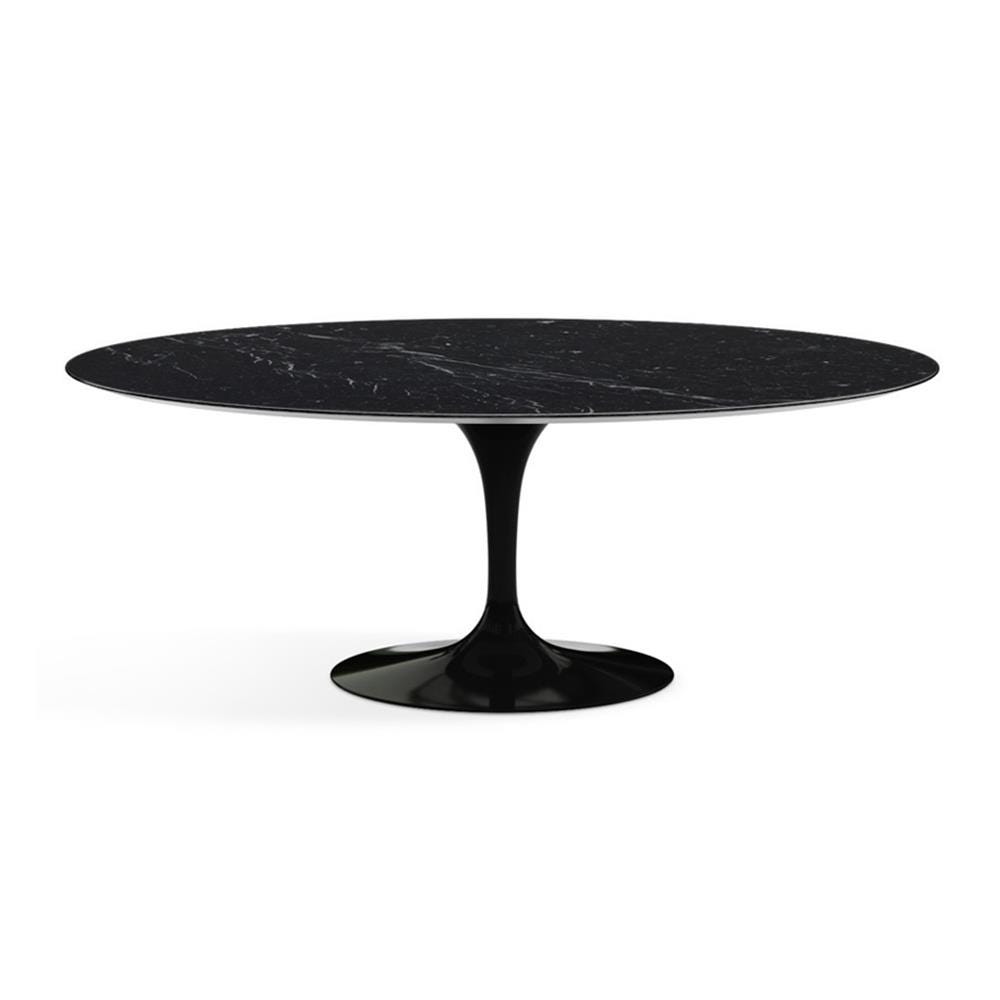 Knoll Saarinen Dining Table Oval Marble Small Black Base Satin Nero Marquina Black Marble Top Designer Furniture From Holloways Of Ludlow