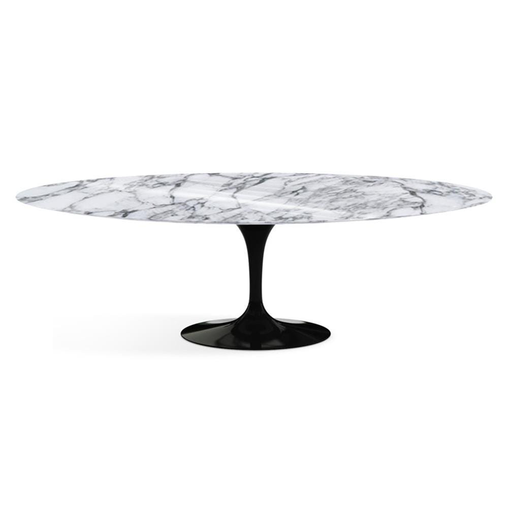 Knoll Saarinen Dining Table Oval Marble Large Black Base Shiny Arabescato White Marble Designer Furniture From Holloways Of Ludlow