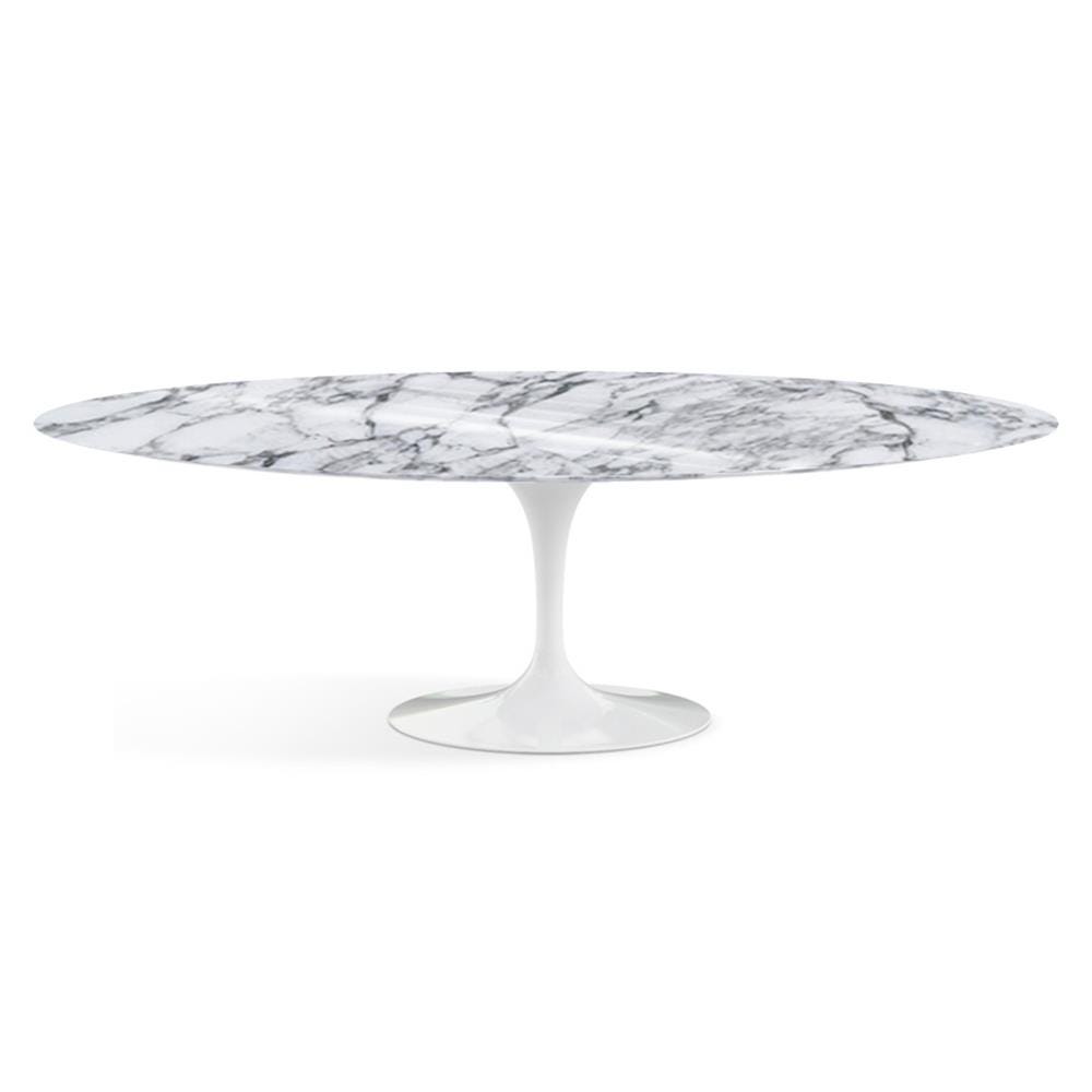 Knoll Saarinen Dining Table Oval Marble Large White Base Shiny Arabescato White Marble Designer Furniture From Holloways Of Ludlow