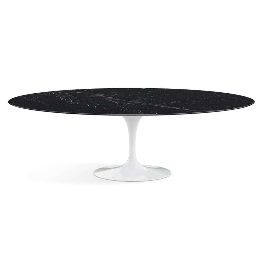 Knoll Saarinen Dining Table Oval Marble Large White Base Satin Nero Marquina Black Marble Top Designer Furniture From Holloways Of Ludlow