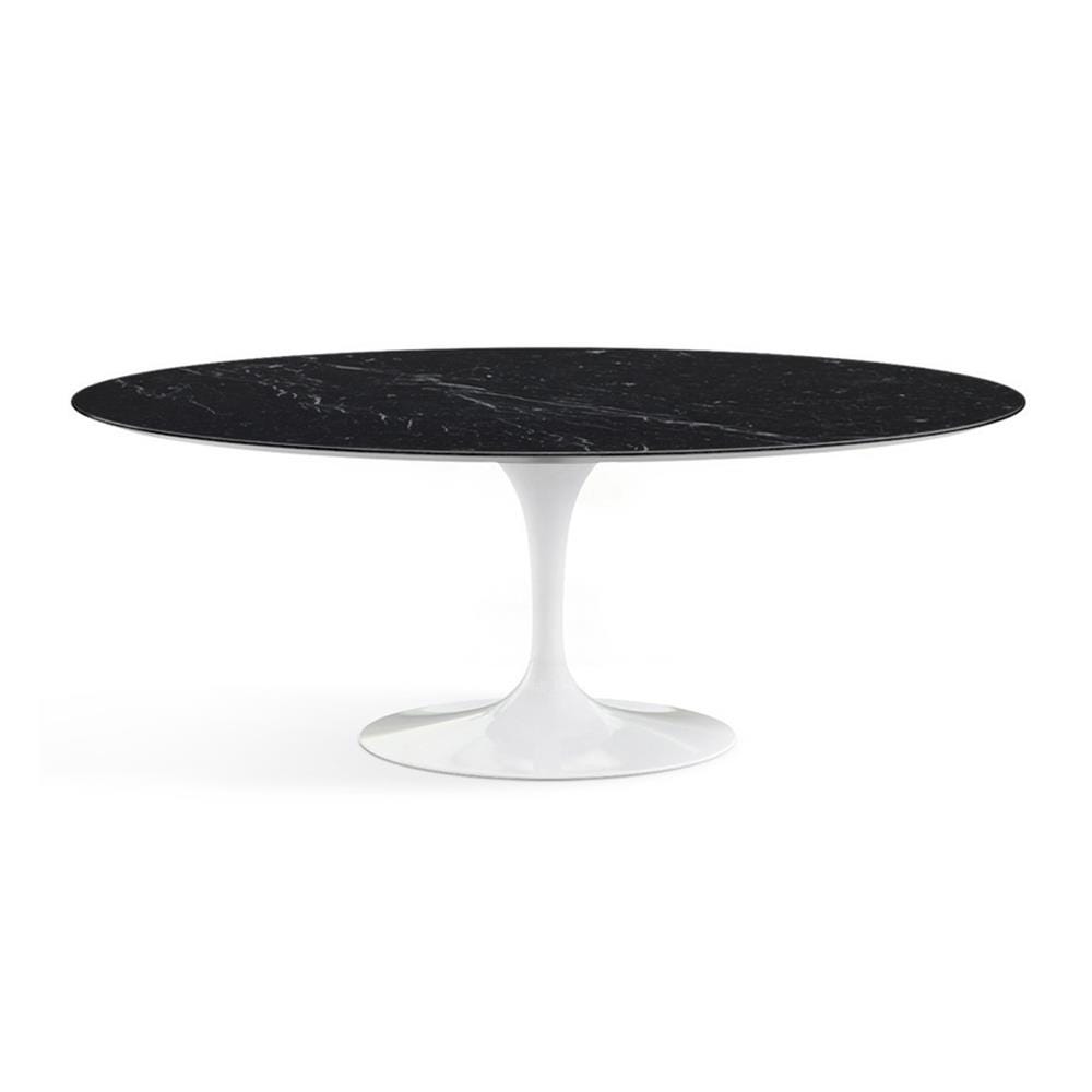 Knoll Saarinen Dining Table Oval Marble Small White Base Satin Nero Marquina Black Marble Top Designer Furniture From Holloways Of Ludlow