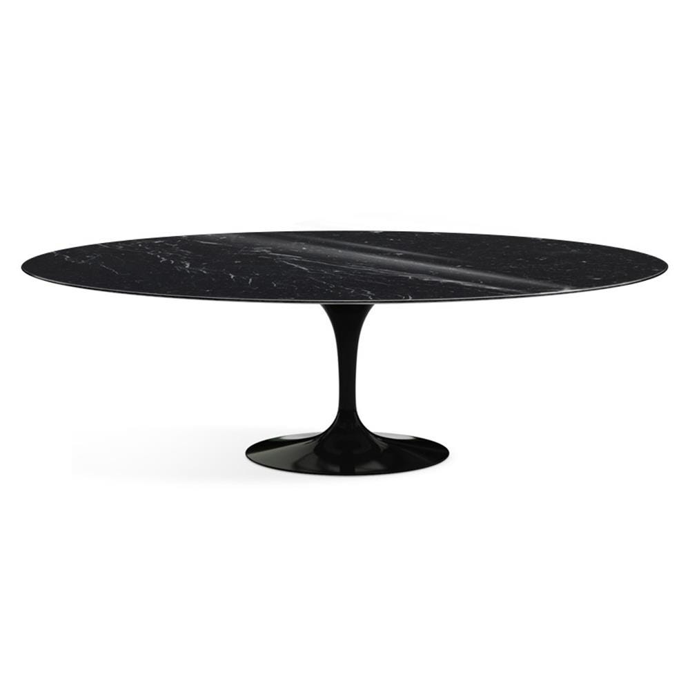 Knoll Saarinen Dining Table Oval Marble Large Black Base Shiny Nero Marquina Black Marble Top Designer Furniture From Holloways Of Ludlow