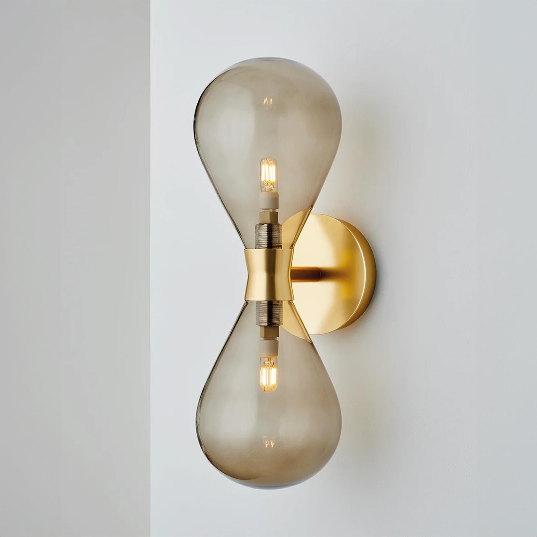 Tom Kirk Lighting Cintola Wall Light Twin Satin Gold Bronze Architectural Lighting Brassgold