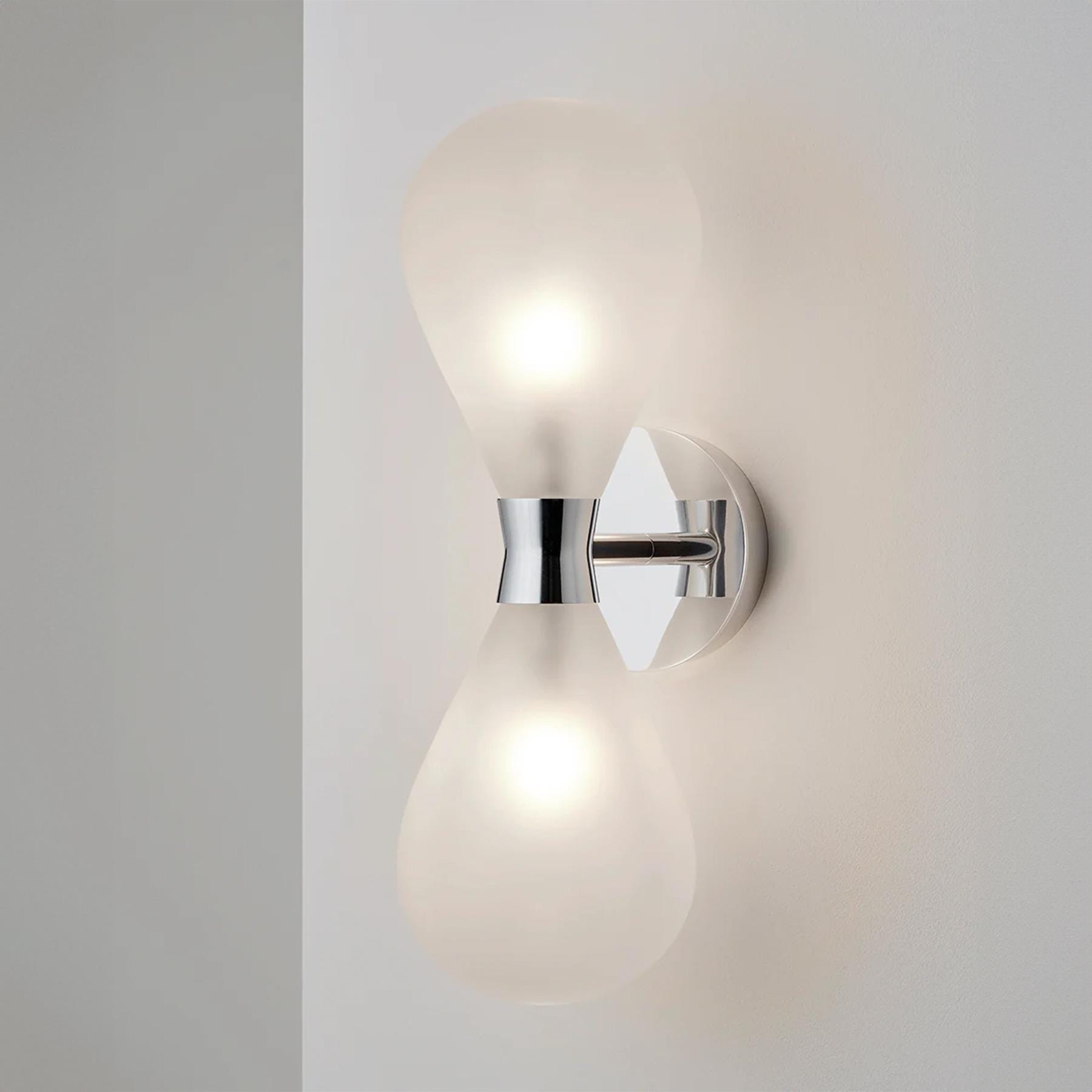 Tom Kirk Lighting Cintola Wall Light Twin Polished Aluminium Frosted Architectural Lighting Silver