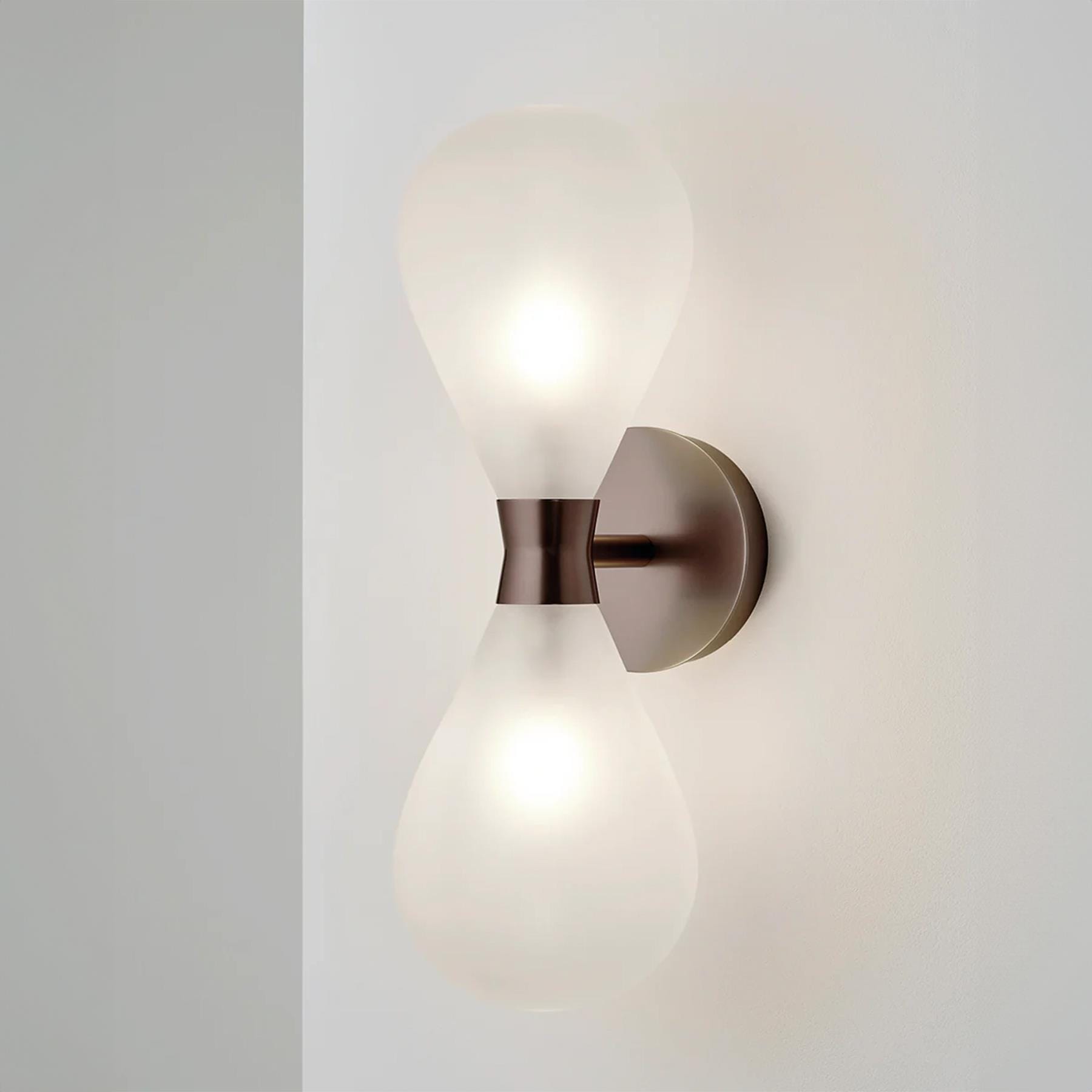 Tom Kirk Lighting Cintola Wall Light Twin Satin Bronze Frosted Architectural Lighting Bronze