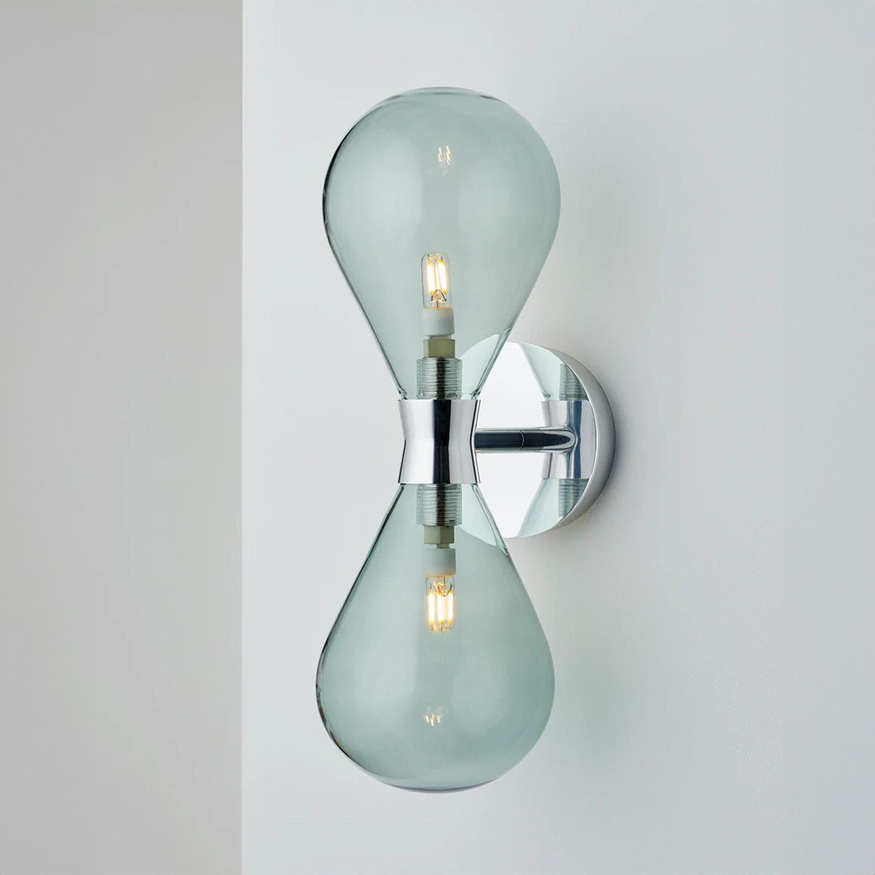 Tom Kirk Lighting Cintola Wall Light Twin Polished Aluminium Smoke Grey Architectural Lighting Silver