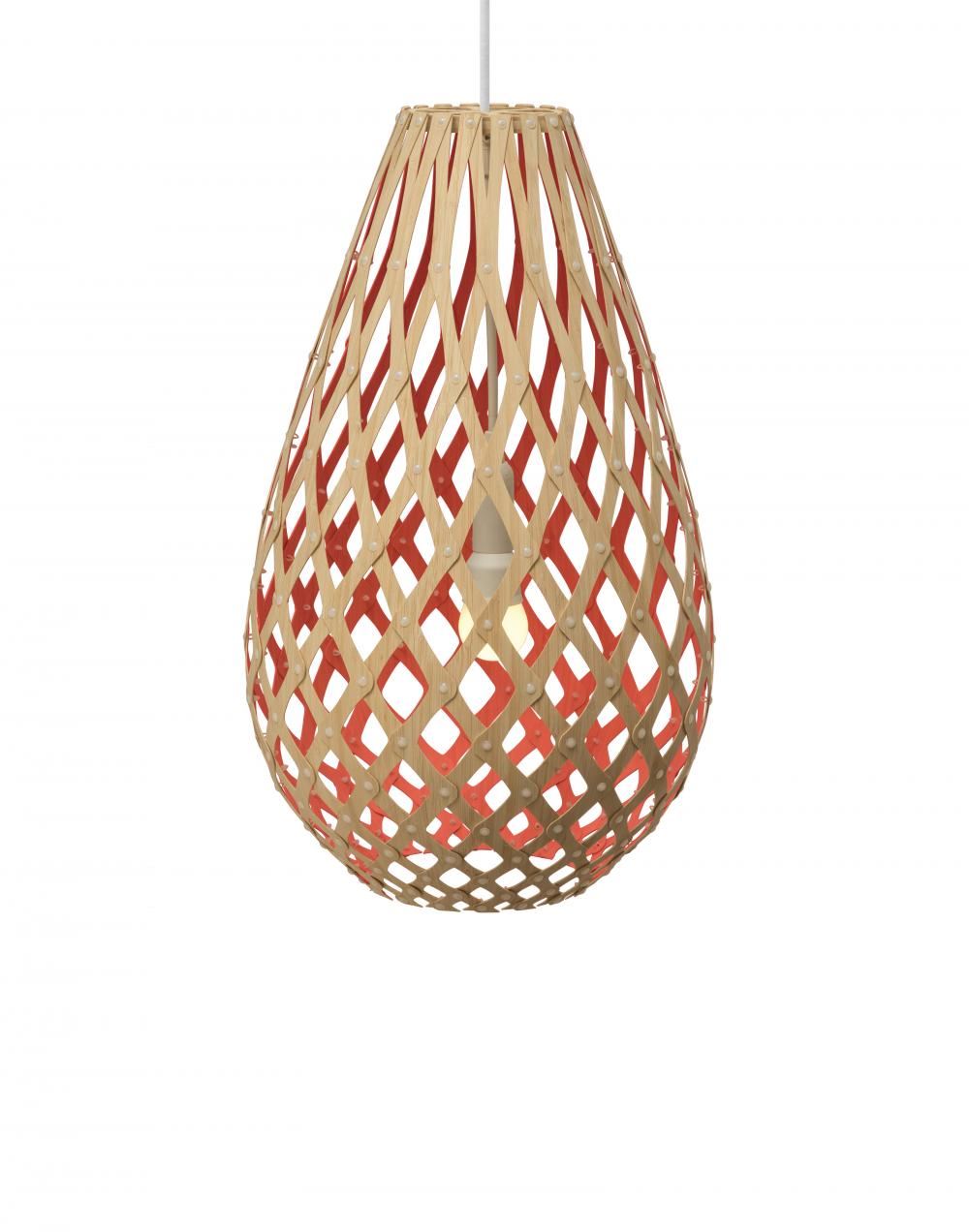 David Trubridge Koura Pendant Coloured 1 Side Small Red Designer Pendant Lighting