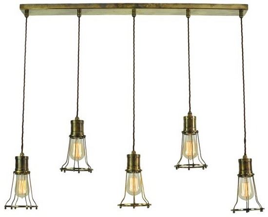 Marconi Multiple Pendant 5 Light Antique Brass