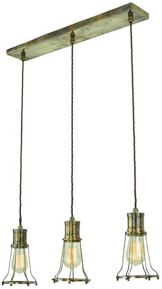 Marconi Multiple Pendant 3 Light Antique Brass