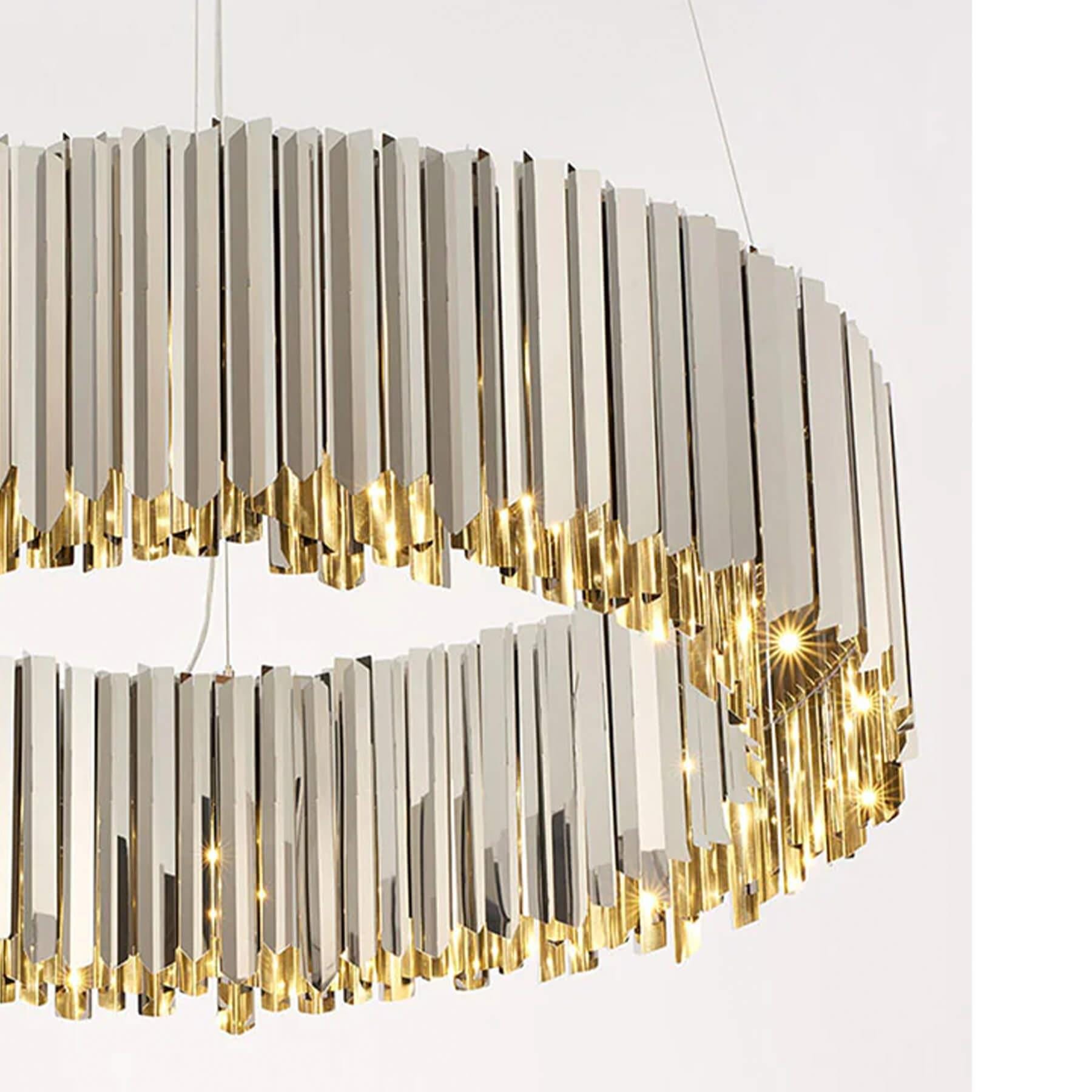 Tom Kirk Lighting Facet Chandelier Polished Stainless Steel 70cm Silver