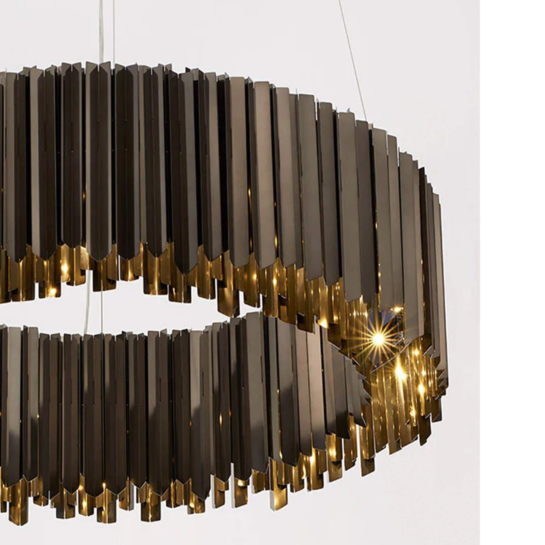 Tom Kirk Lighting Facet Chandelier Polished Black Nickel 130cm