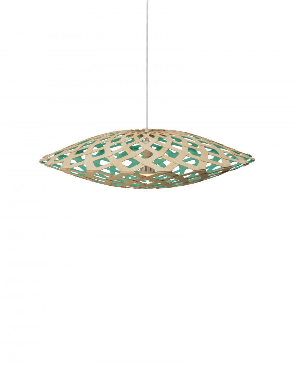 David Trubridge Flax Pendant Coloured 1 Side Small Aqua Blue Designer Pendant Lighting