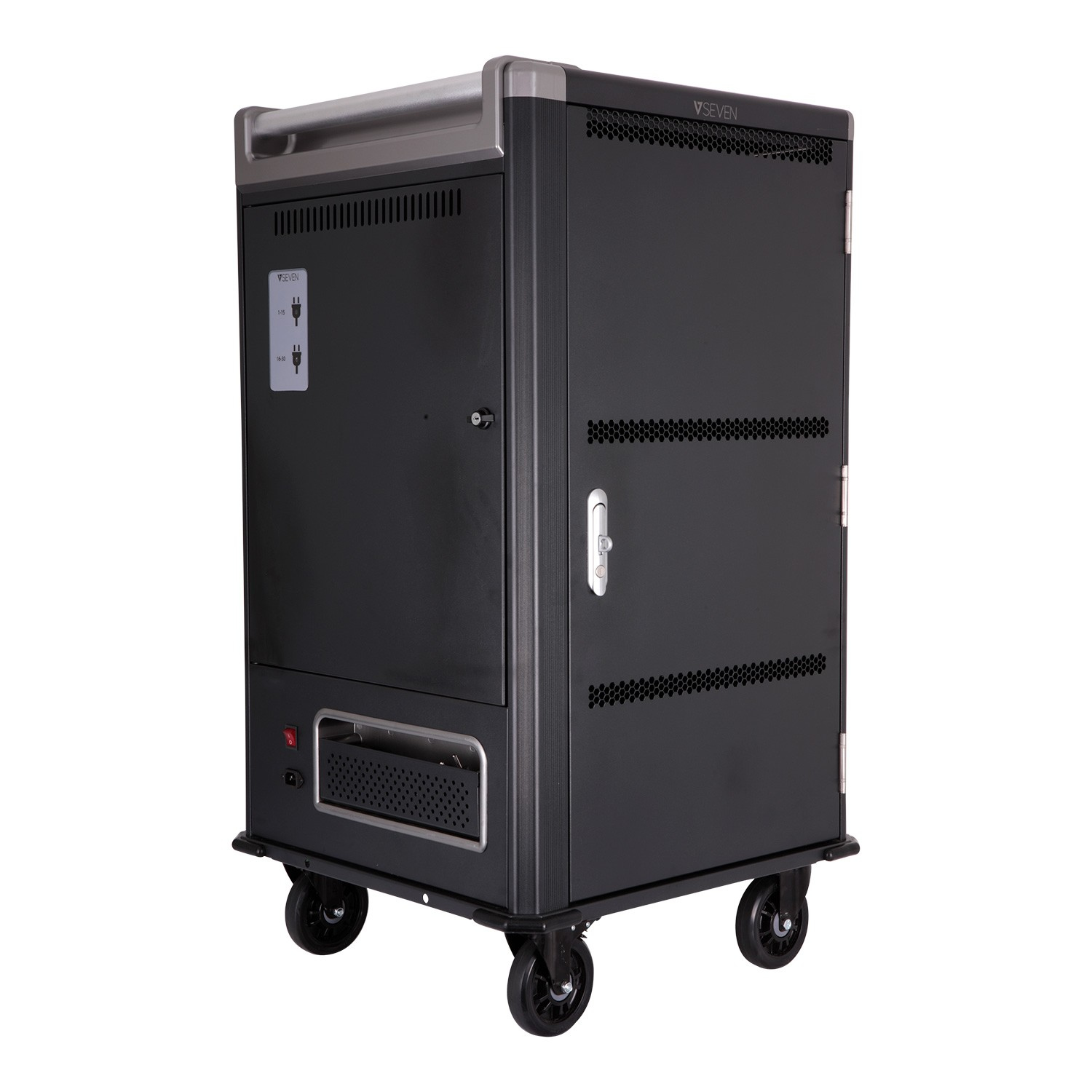 V7 Charge Cart - 30 Devices - Secure, Store And Charge Chromebooks, Notebooks And Tablets - Uk Plug