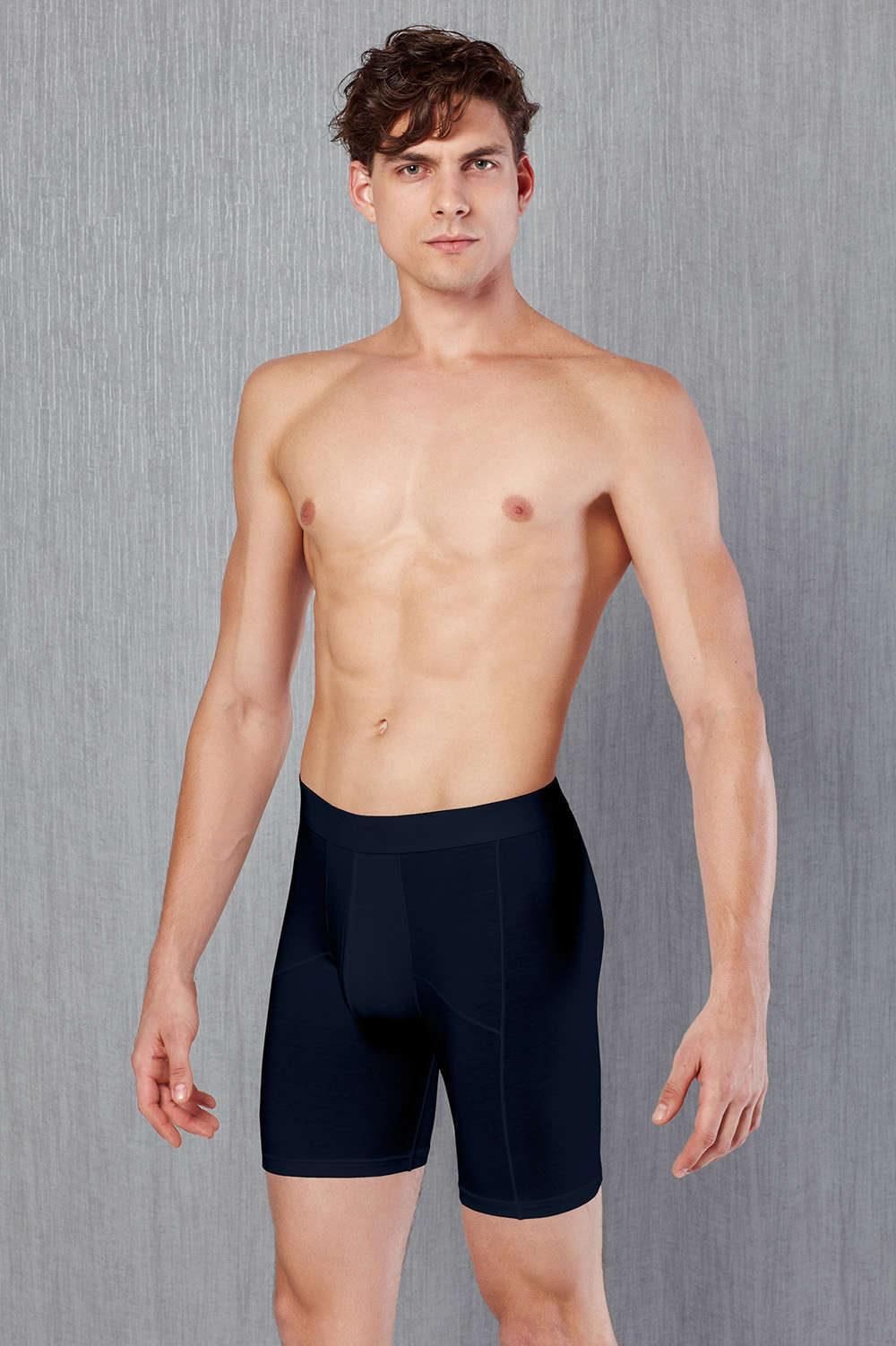 Shop men's underwear cotton shorts with cycle length legs. Sporty second skin male trunks in quality fabric. Buy online today. Shipping worldwide