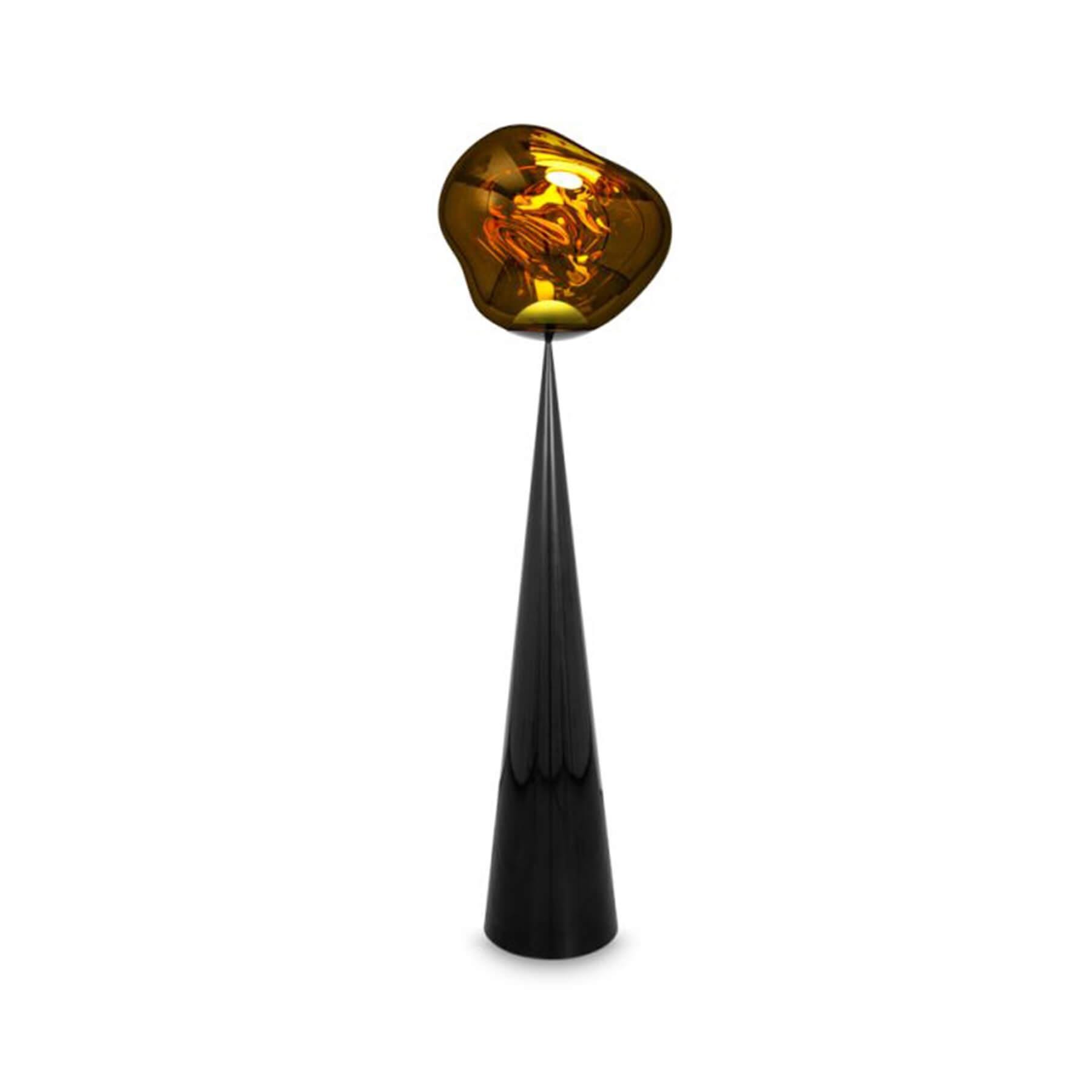 Tom Dixon Melt Led Cone Fat Floor Light Gold With Black Cone Floor Lighting Orange Designer Floor Lamp