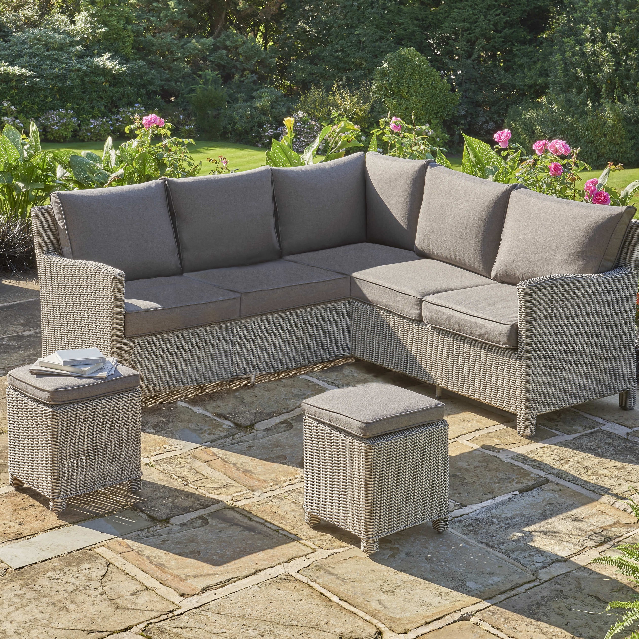 Kettler Palma Signature Mini Corner White Wash Wicker Outdoor Sofa Set