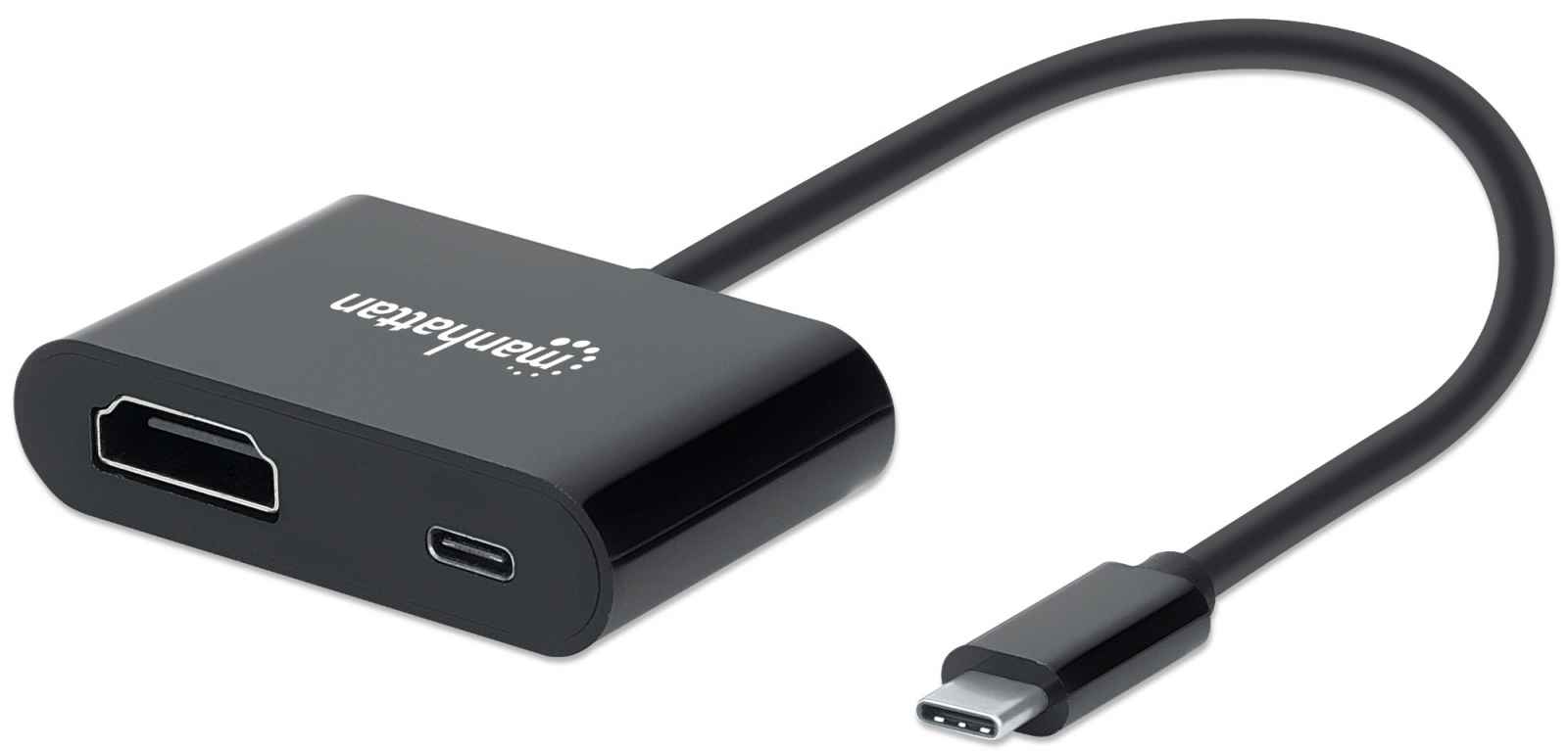 Manhattan Usb-C To Usb-C (With Power Delivery) And Hdmi Cable, 4K, 19.5Cm, Male To Females, 4K@60Hz, Power Delivery Up To 60W, 20V / 3A, Thunderbolt 3 Compatible, Black, Box
