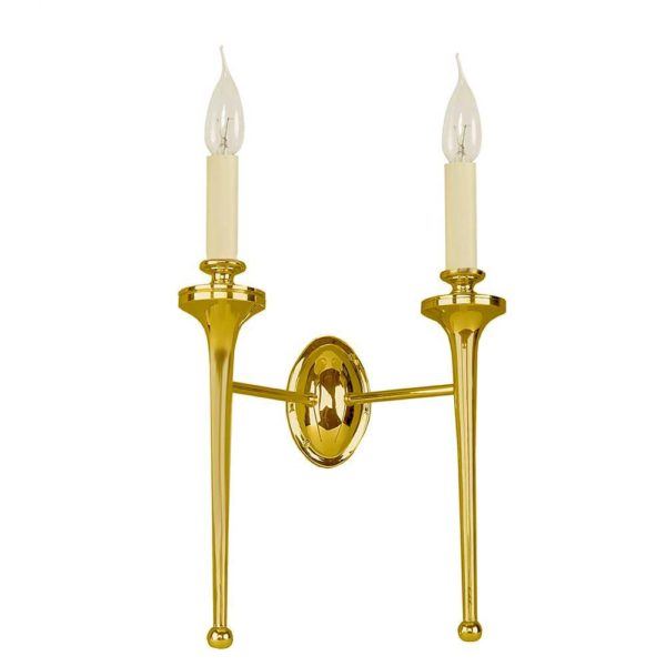 Twin Grosvenor Wall Light Unlacquered Polished Brass No Shade