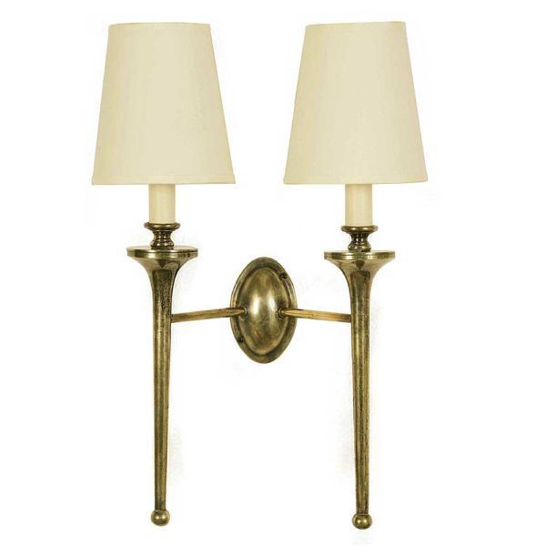 Twin Grosvenor Wall Light Distressed Finish Ivory With Gold Interior