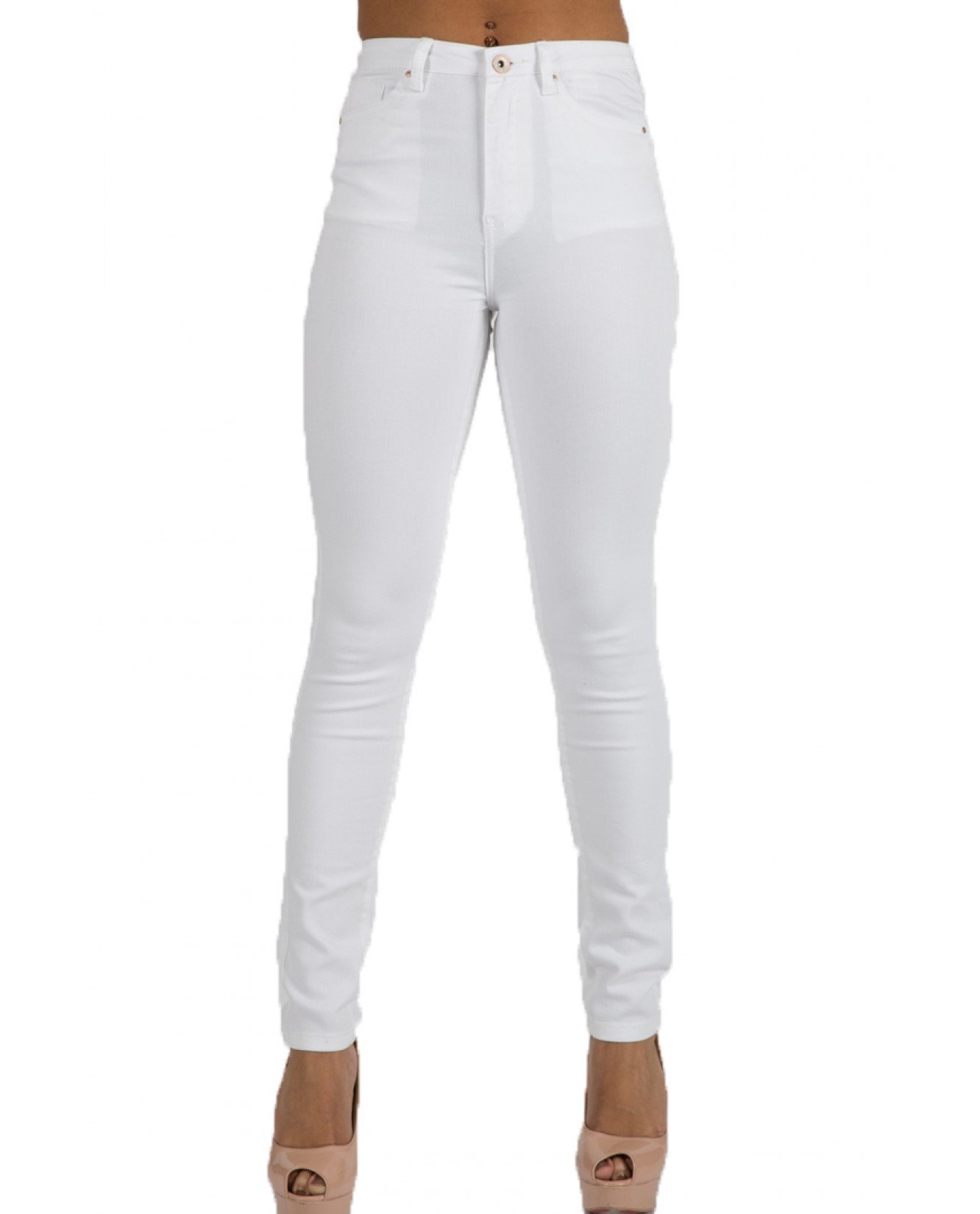 Toxik3 L185-9 High Waist Skinny Jeans - White - 16