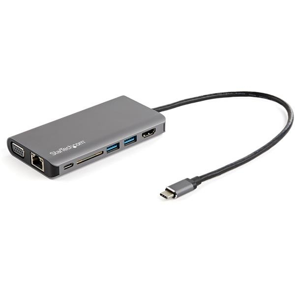 Startech.Com Usb C Multiport Adapter - Usb-C Mini Travel Dock W/ 4K Hdmi Or 1080P Vga - 3X Usb 3.0 Hub, Sd Card Reader, Gbe, Audio, 100W Pd - Portable Docking Station For Laptop/Tablet