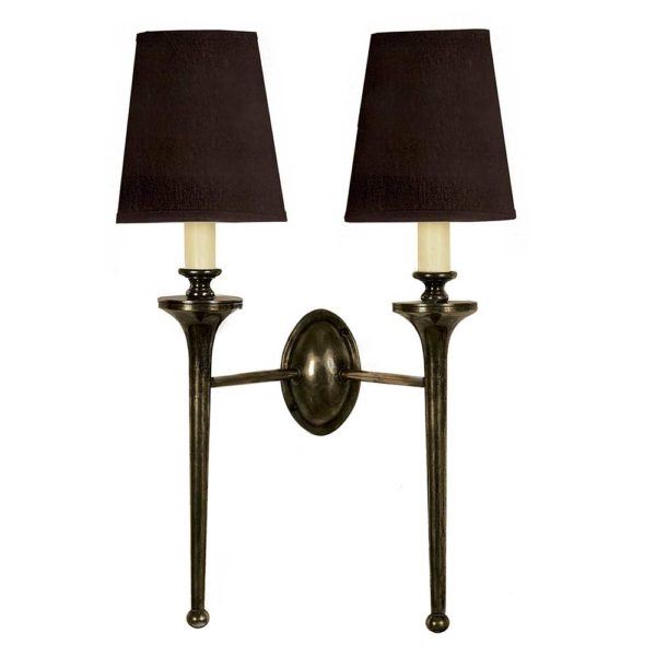 Twin Grosvenor Wall Light Old Antique Black With White Interior