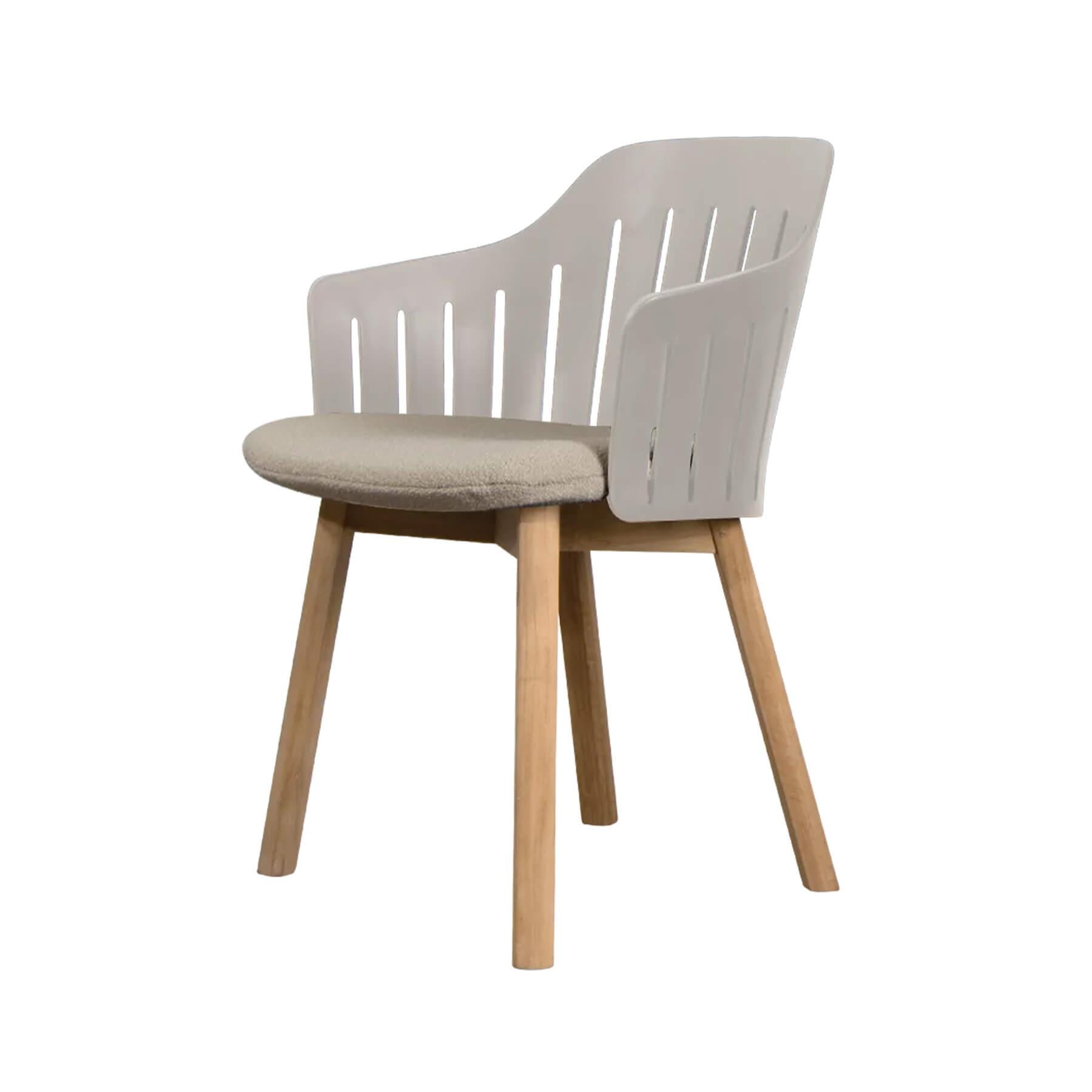 Caneline Choice Outdoor Chair With Teak Legs Taupe Seat Taupe Cushion Brown